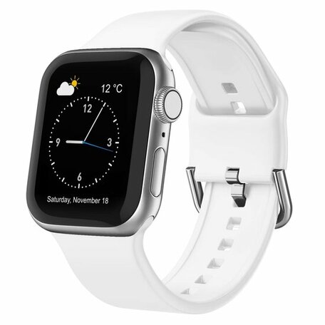 Weiches Silikonarmband mit Schnallenverschluss - Weiß - Geeignet für Apple Watch 38mm / 40mm / 41mm