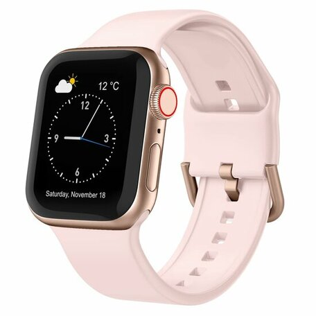 Weiches Silikonarmband mit Schnallenverschluss - Hellrosa - Geeignet für Apple Watch 38mm / 40mm / 41mm