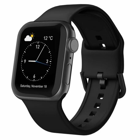 Weiches Silikonarmband mit Schnallenverschluss - Schwarz - Geeignet für Apple Watch 38mm / 40mm / 41mm