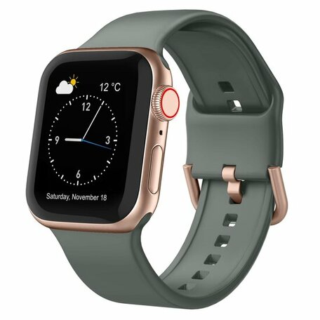 Weiches Silikonarmband mit Schnallenverschluss - Olivgrün - Geeignet für Apple Watch 38mm / 40mm / 41mm