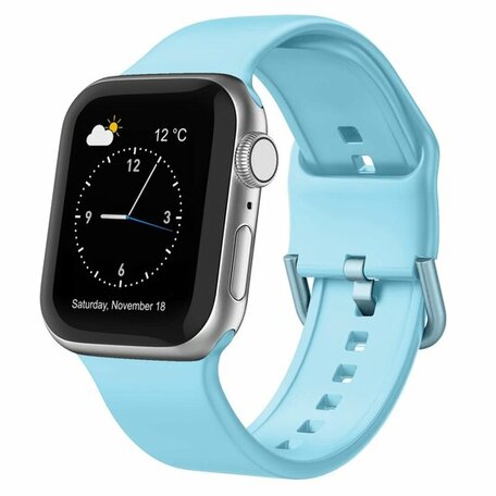 Weiches Silikonarmband mit Schnallenverschluss - Hellblau - Geeignet für Apple Watch 38mm / 40mm / 41mm