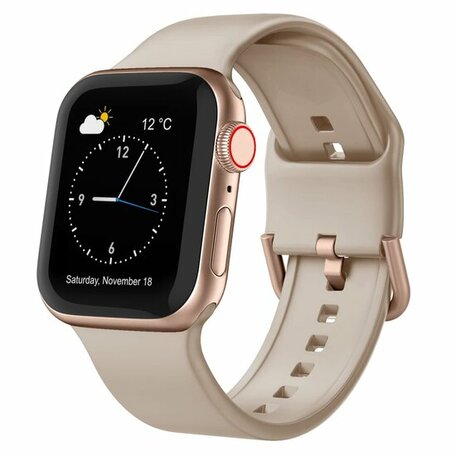 Weiches Silikonarmband mit Schnallenverschluss - Cappuccino - Geeignet für Apple Watch 38mm / 40mm / 41mm