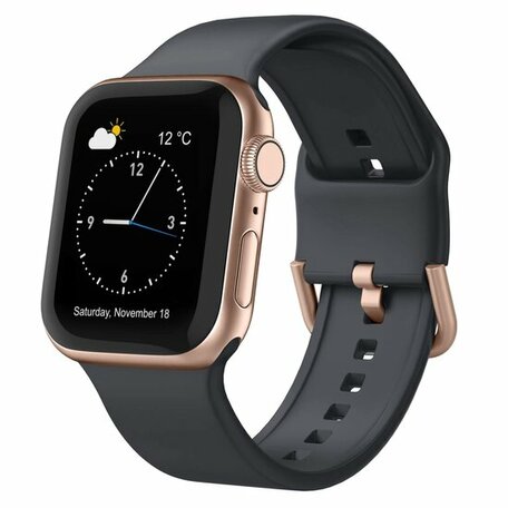 Weiches Silikonarmband mit Schnallenverschluss - Dunkelgrau - Geeignet für Apple Watch 38mm / 40mm / 41mm