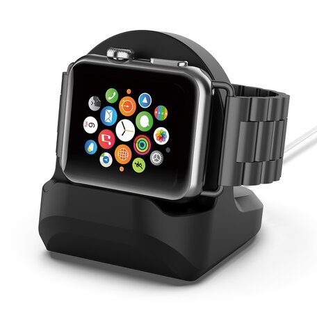 Apple Watch Ladehalterung - Silikon - Schwarz - Geeignet für Apple Watch