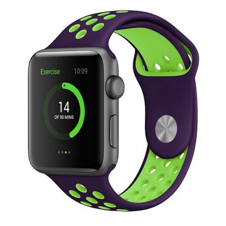 Sportarmband - Größe: M/L - Lila + Grün - Geeignet für Apple Watch 42mm / 44mm / 45mm / 46mm / 49mm