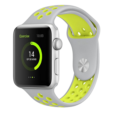 Sportarmband - Größe: M/L - Grau + Gelb - Geeignet für Apple Watch 42mm / 44mm / 45mm / 46mm / 49mm