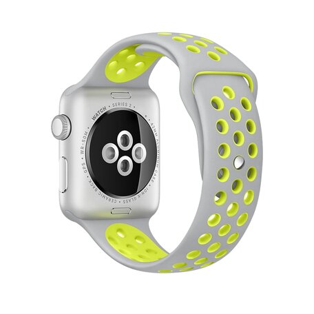 Sportarmband - Größe: M/L - Grau + Gelb - Geeignet für Apple Watch 42mm / 44mm / 45mm / 46mm / 49mm