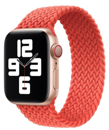 Geflochtenes Solo Loop-Nylonband - Größe: L - Weiches Orange - Geeignet für Apple Watch 42mm / 44mm / 45mm / 46mm / 49mm