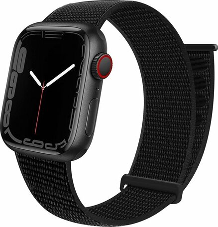 Nylon Sport Looparmband - Schwarz - Extra starker Klettverschluss - Geeignet für Apple Watch 38mm / 40mm / 41mm