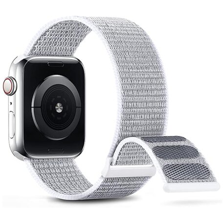 Nylon Sport Looparmband - Weiß - Extra starker Klettverschluss - Geeignet für Apple Watch 38mm / 40mm / 41mm