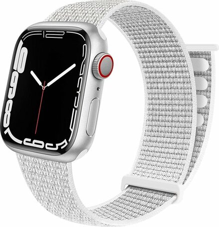 Nylon Sport Looparmband - Weiß - Extra starker Klettverschluss - Geeignet für Apple Watch 38mm / 40mm / 41mm