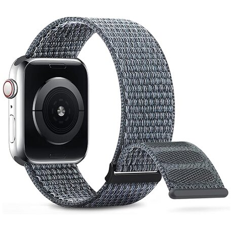 Nylon Sport Looparmband - Grau-Grün - Extra starker Klettverschluss - Geeignet für Apple Watch 38mm / 40mm / 41mm