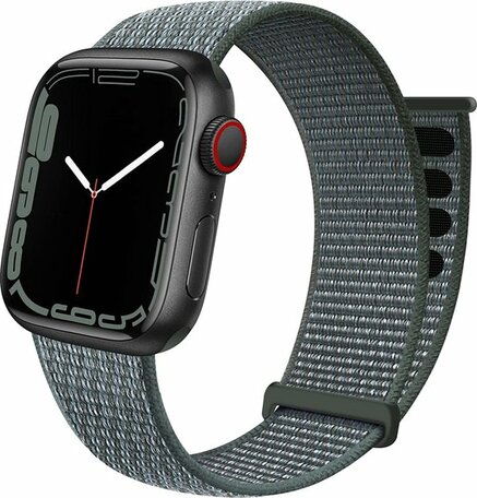 Nylon Sport Looparmband - Grau-Grün - Extra starker Klettverschluss - Geeignet für Apple Watch 38mm / 40mm / 41mm