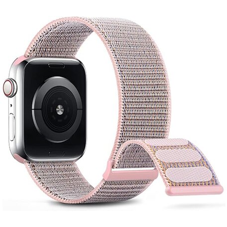 Nylon Sport Looparmband - Sandrosa - Extra starker Klettverschluss - Geeignet für Apple Watch 38mm / 40mm / 41mm