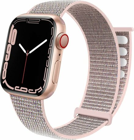 Nylon Sport Looparmband - Sandrosa - Extra starker Klettverschluss - Geeignet für Apple Watch 38mm / 40mm / 41mm