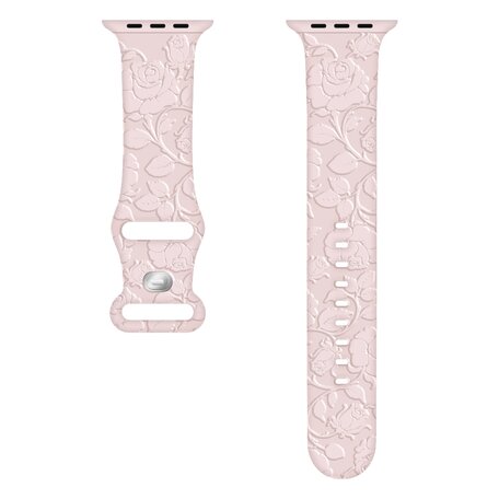 Silikonband Rose Print - Rosa - Geeignet für Apple Watch 38mm / 40mm / 41mm