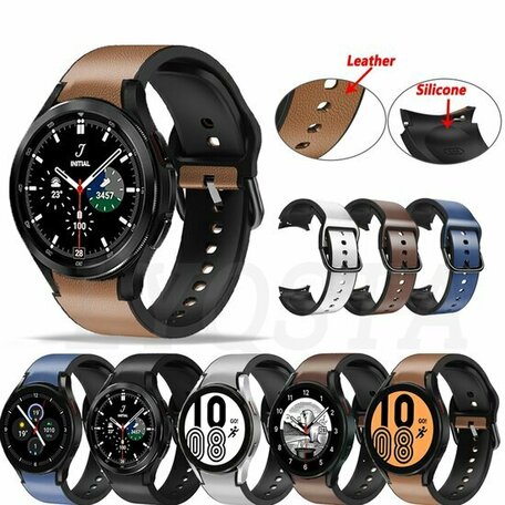 2 in 1 Silikon/Lederband - Grau - Samsung Galaxy Watch 7 - 40mm & 44mm