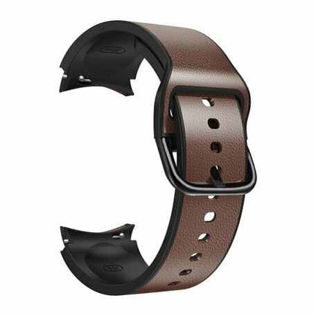 2 in 1 Silikon/Lederband - Dunkelbraun - Samsung Galaxy Watch 7 - 40mm & 44mm