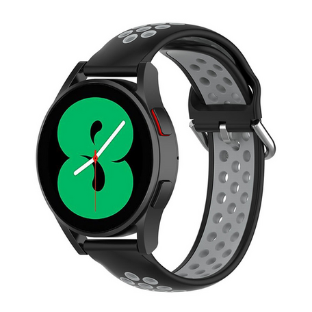 Silikon-Sportarmband mit Schnalle - Schwarz + Grau - Samsung Galaxy Watch 7 - 40mm / 44mm