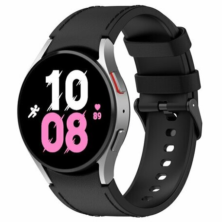 Leder + Silikonarmband - Größe: Large - Schwarz - Samsung Galaxy Watch 7 - 40mm & 44mm