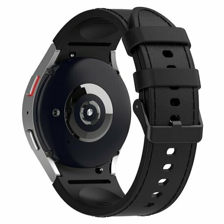 Leder + Silikonarmband - Größe: Large - Schwarz - Samsung Galaxy Watch 7 - 40mm & 44mm