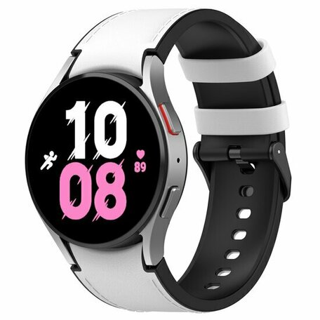 Leder + Silikonarmband - Größe: Large - Weiß - Samsung Galaxy Watch 7 - 40mm & 44mm