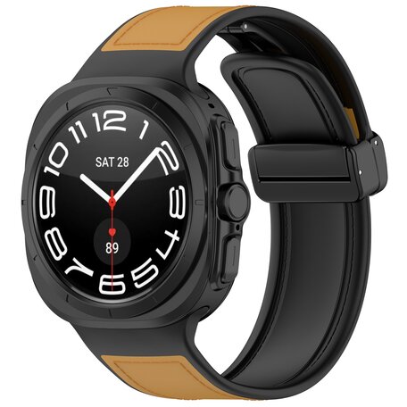 Hybrid Leder + Silikonband - Hellbraun - Samsung Galaxy Watch Ultra 47mm