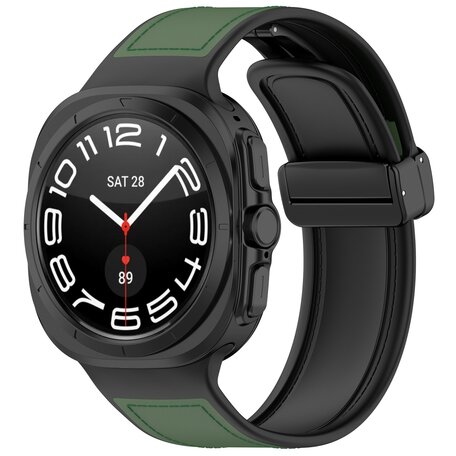 Hybrid Leder + Silikonband - Dunkelgrün - Samsung Galaxy Watch Ultra 47mm