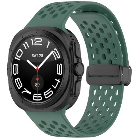 D-Buckle Silikon-Sportband - Dunkelgrün - Samsung Galaxy Watch Ultra 47mm