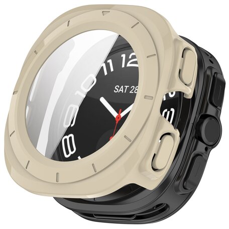 Hartschalenetui mit Displayschutzfolie (wasserdicht) - Beige - Samsung Galaxy Watch Ultra 47mm