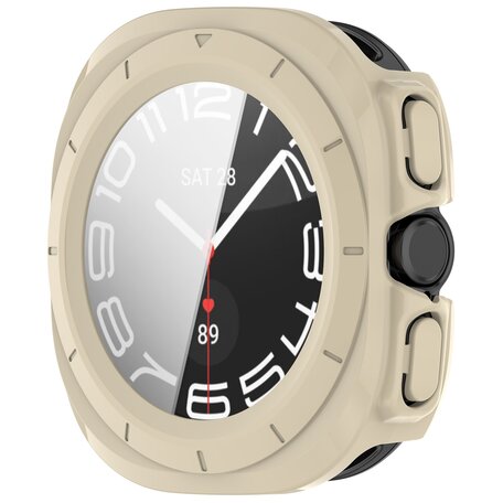 Hartschalenetui mit Displayschutzfolie (wasserdicht) - Beige - Samsung Galaxy Watch Ultra 47mm