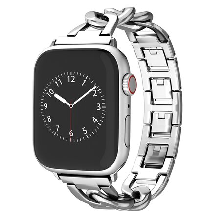 Schnellverschluss-Kettenarmband aus Metall - Silber - Geeignet für Apple Watch 42mm / 44mm / 45mm / 46mm / 49mm