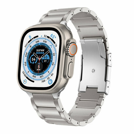 Titanium Gliederarmband - Silber - Passend für Apple Watch 44mm / 45mm / 46mm / 49mm