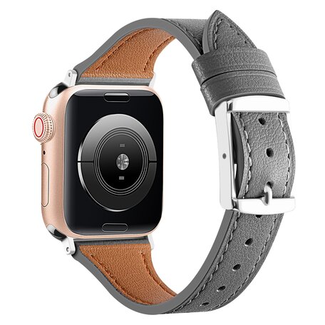 Lederarmband - Grau - Geeignet für Apple Watch 44mm / 45mm / 46mm / 49mm