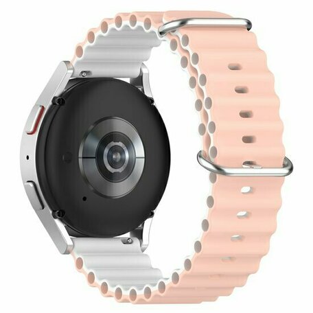 Ocean Style Silikonarmband - Hellrosa / Weiß - Huawei Watch GT 5 (Pro) / GT 4 / GT 3 / GT 2 - 46mm