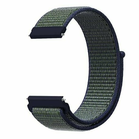 Sport Loop Nylon armband - Blau mit grünem Band - Huawei Watch GT 5 (Pro) / GT 4 / GT 3 / GT 2 - 46mm