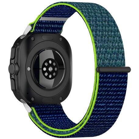 Nylon Sport Looparmband - Blau mit Limettengrün - Samsung Galaxy Watch Ultra 47mm