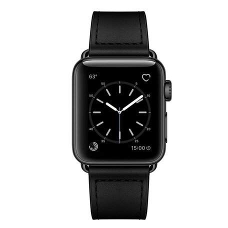 Lederarmband - Schwarz - Geeignet für Apple Watch 38mm / 40mm / 41mm / 42mm