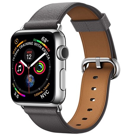 Klassisches Lederarmband - Grau - Geeignet für Apple Watch 38mm / 40mm / 41mm / 42mm