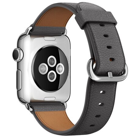 Klassisches Lederarmband - Grau - Geeignet für Apple Watch 38mm / 40mm / 41mm / 42mm