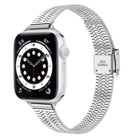 Edelstahl Slim Fit Armband - Silber - Geeignet für Apple Watch 38mm / 40mm / 41mm / 42mm