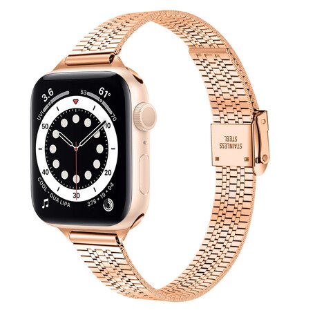 Edelstahl Slim Fit Armband - Champagner Gold - Geeignet für Apple Watch 38mm / 40mm / 41mm / 42mm