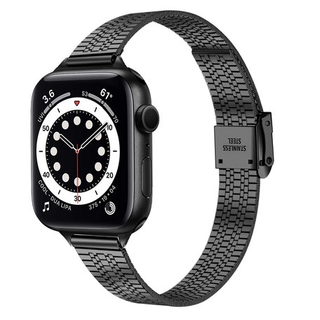 Edelstahl Slim Fit Armband - Schwarz - Geeignet für Apple Watch 38mm / 40mm / 41mm / 42mm