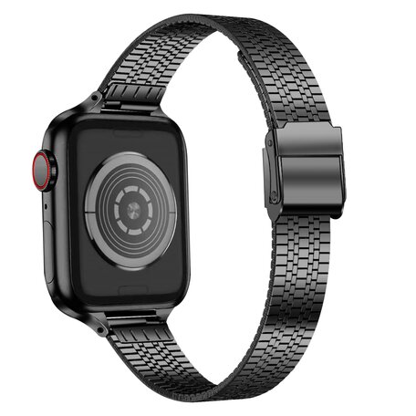 Edelstahl Slim Fit Armband - Schwarz - Geeignet für Apple Watch 38mm / 40mm / 41mm / 42mm