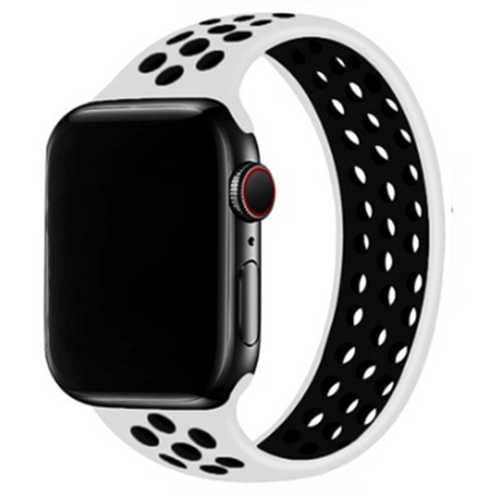 Solo Loop Sportband - Größe: S - Weiß + Schwarz - Geeignet für Apple Watch 44mm / 45mm / 46mm / 49mm